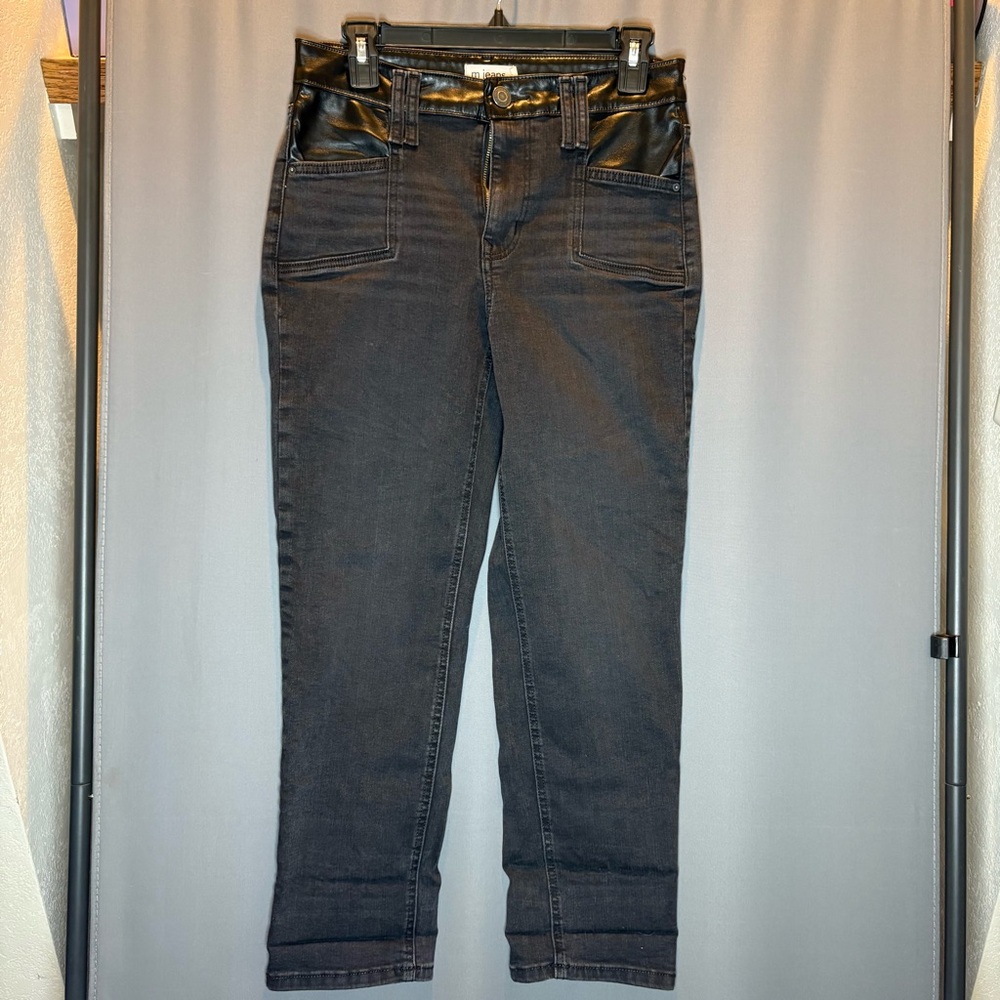 Maurices Charcoal Ankle Jeans with Faux Leather Trim